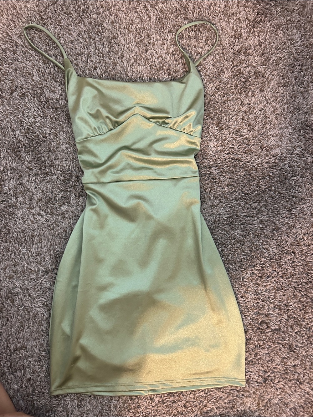 Windsor Sage Green Satin Mini Slip Dress